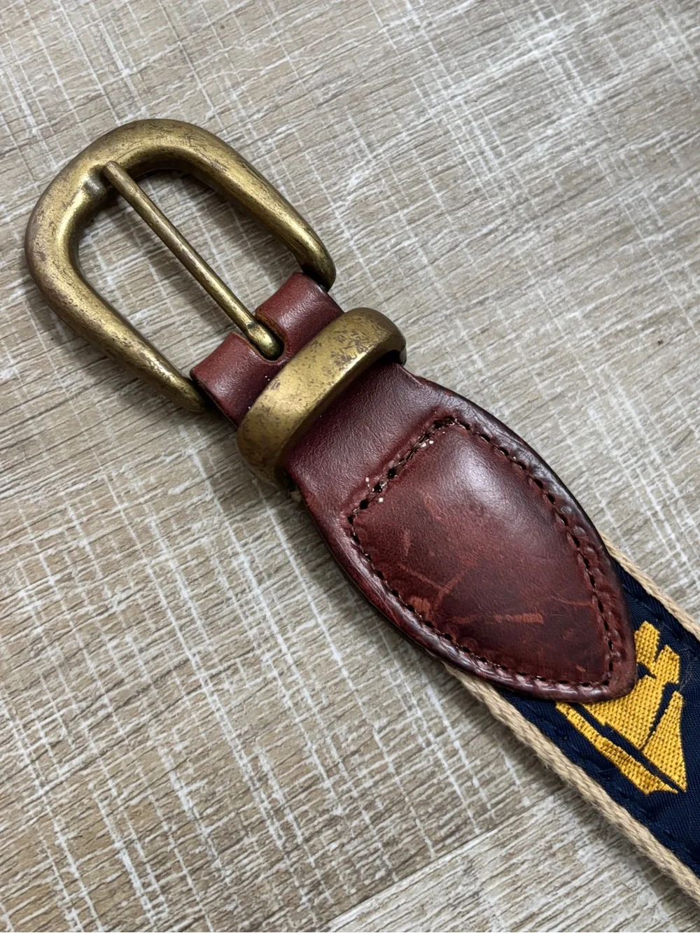 Vintage YRI Golf Belt Mens 32 The Landings Club Georgia Canvas Leather Preppy